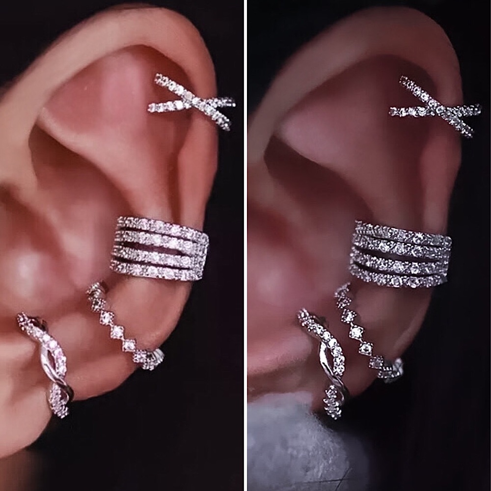 ⚜️𝟯𝟬%𝗢𝗙𝗙 𝗯𝘂𝗻𝗱𝗹𝗲𝘀 𝟯+⚜️ NEW CZ 4 Layers Paved Ear Cuff - Picture 5 of 10